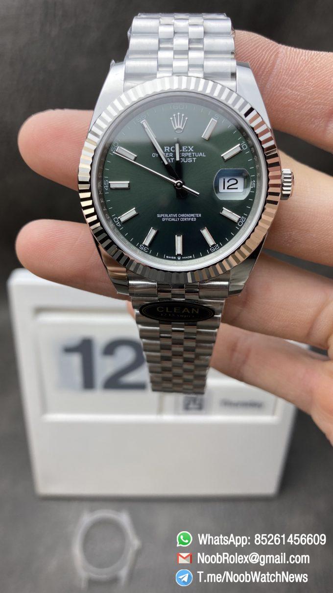 Clean Factory DateJust 126334 41mm CF Rolex Watch Best Edition 904L Steel Olive Green Dial on Jubilee Bracelet VR3235