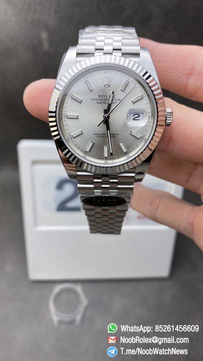 Clean Factory DateJust 41 126334 Super Clone Quality 904L Steel Silver Stick Dial on Jubilee Bracelet VR3235 Movement