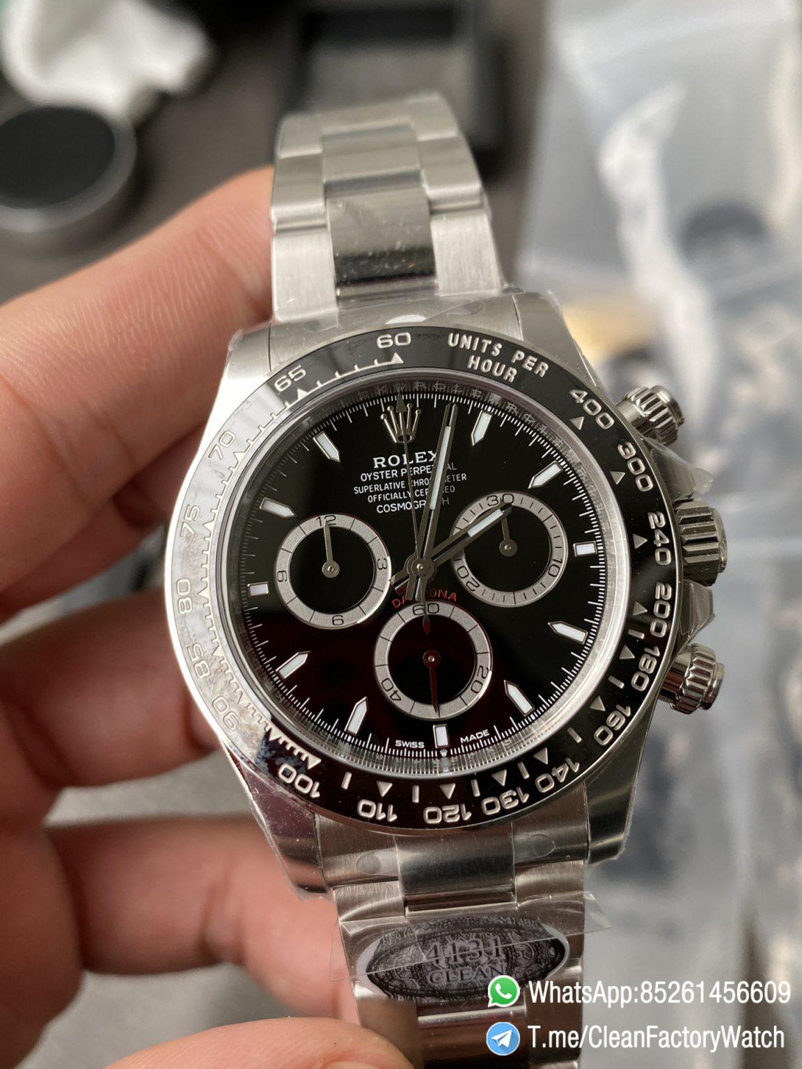 Clean Factory Watch CF Watches Rolex Daytona 126500LN Black Dial Black ...