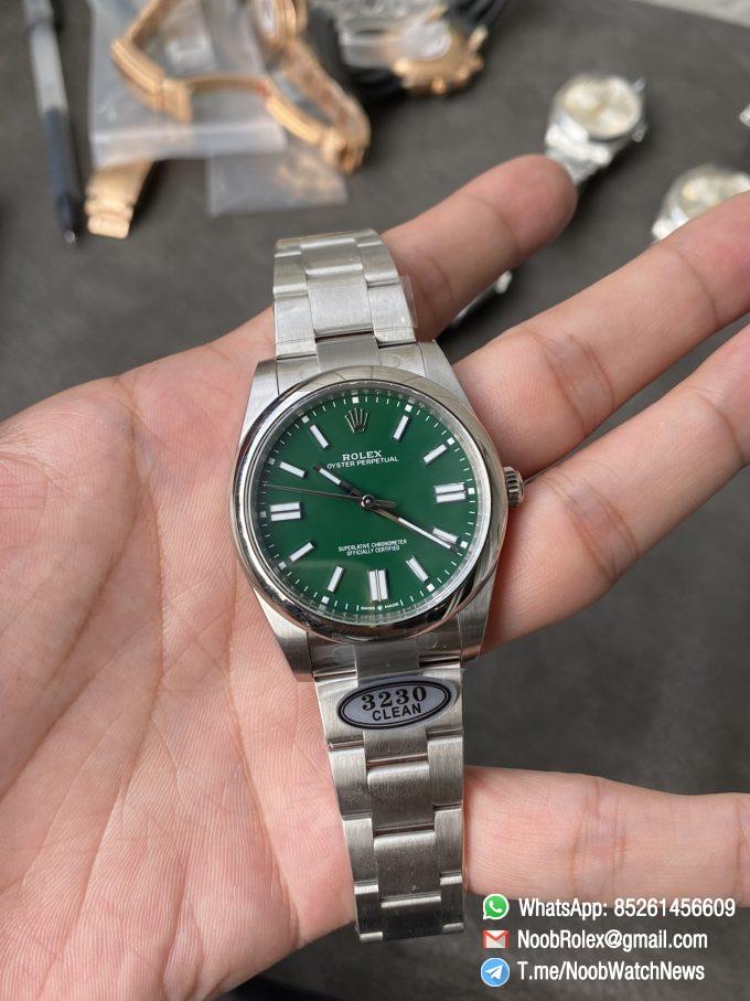 Clean Factory Rolex Oyster Perpetual 124300 CP OP 41mm Green Dial 904L Steel VR3230 Movement 01