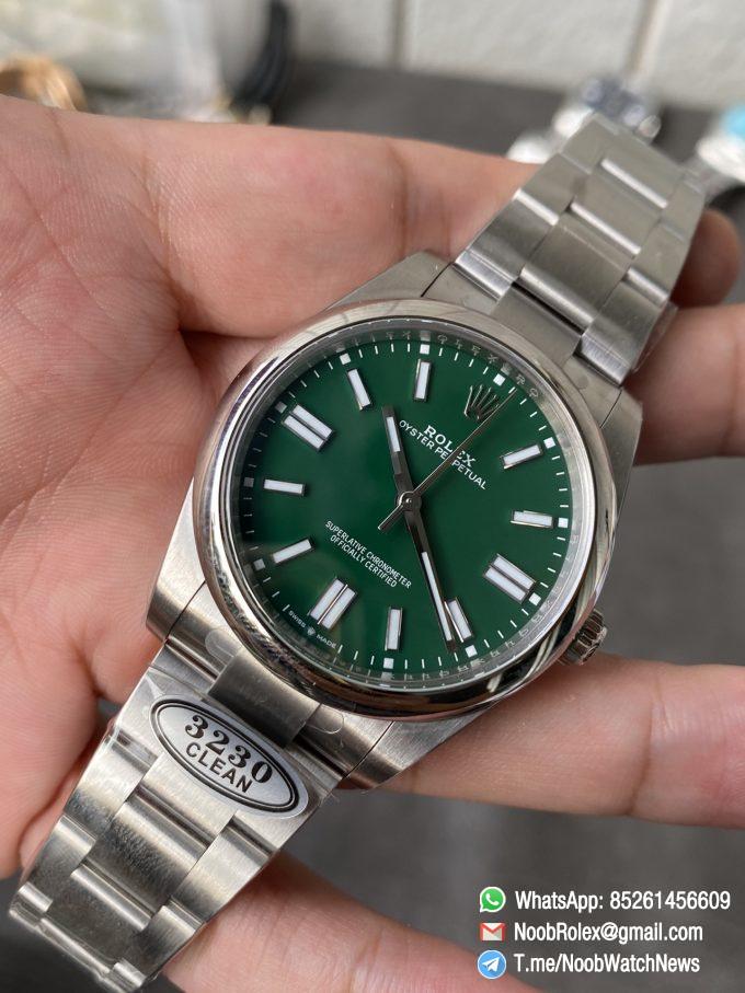 Clean Factory Rolex Oyster Perpetual 124300 CP OP 41mm Green Dial 904L Steel VR3230 Movement 04