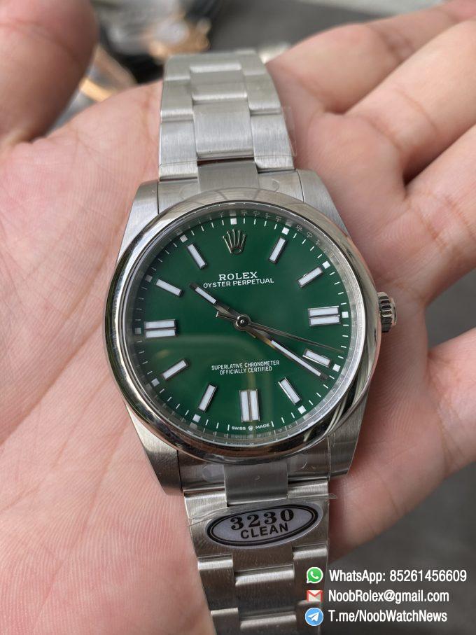 Clean Factory Rolex Oyster Perpetual 124300 CP OP 41mm Green Dial 904L Steel VR3230 Movement 05