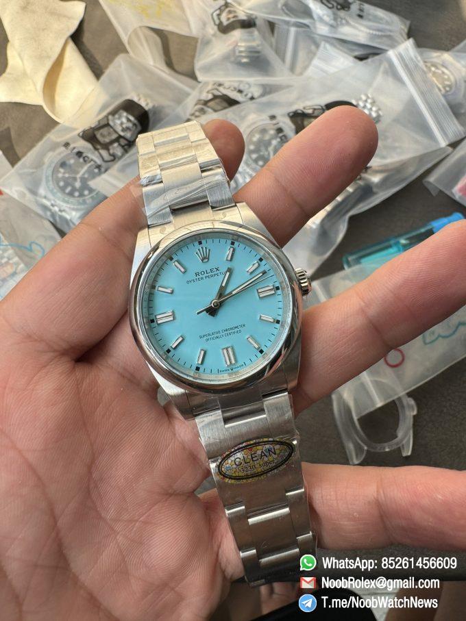 Clean Factory Rolex Oyster Perpetual 126000 36mm Tiffany Blue Dial 904L Steel VR3230 CF OP 01