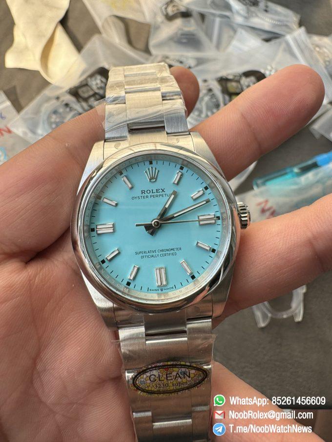 Clean Factory Rolex Oyster Perpetual 126000 36mm Tiffany Blue Dial 904L Steel VR3230 CF OP 02