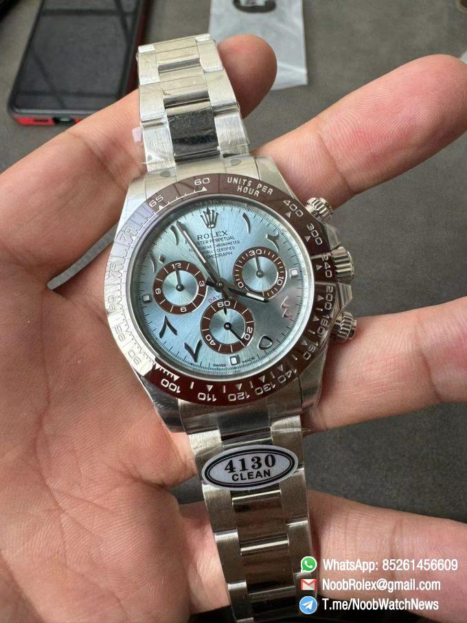 Clean Factory Watch Rolex Daytona 116506 Ice Blue Dial Arabic Markers 904L Steel Case Bracelet DD4130 Movement 02