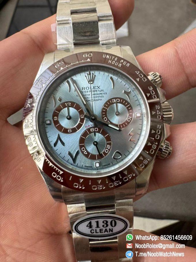 Clean Factory Watch Rolex Daytona 116506 Ice Blue Dial Arabic Markers 904L Steel Case Bracelet DD4130 Movement 03