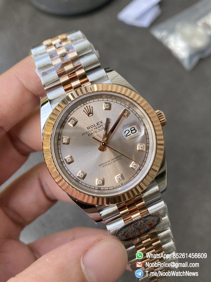 Clean Factory Watches DateJust 41mm 126331 0008 Rose Gold Sundust Diamond Set Dial Jubilee Bracelet 3235 Movement 04