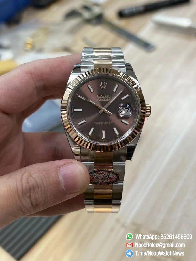 Clean Factory Watches Rolex DateJust 41mm 126331 0001 Rose Gold Bezel Chocolate Dial Oyster Bracelet 3235 Movement 01