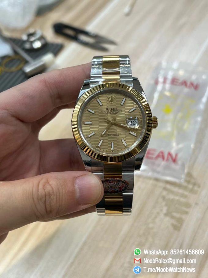 Clean Factory Watches Rolex DateJust 41mm m126333 0021 Yellow Gold Motif Dial Oyster Bracelet 3235 Movement 01