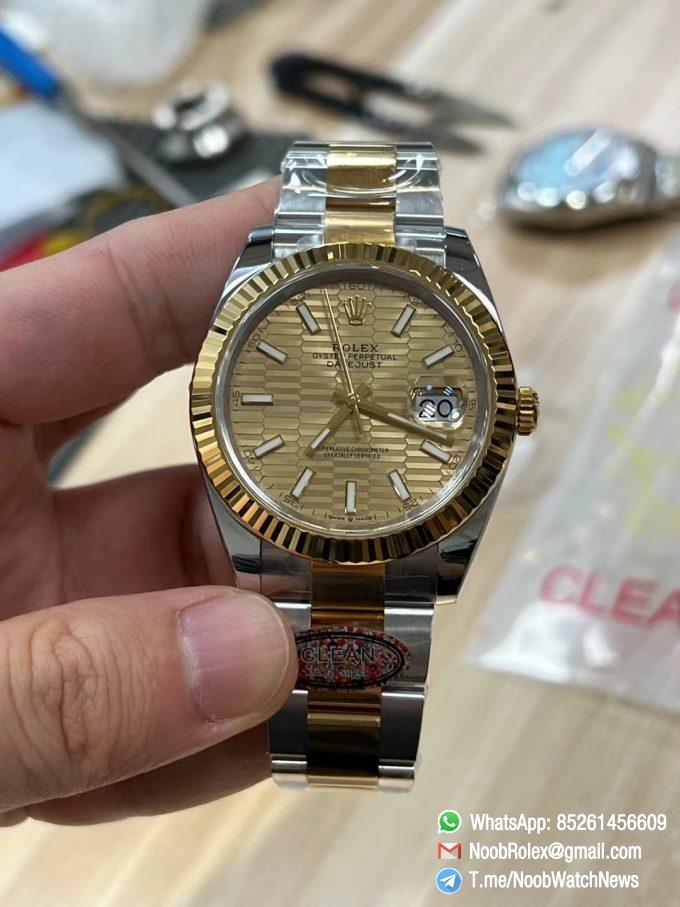 Clean Factory Watches Rolex DateJust 41mm m126333 0021 Yellow Gold Motif Dial Oyster Bracelet 3235 Movement 02