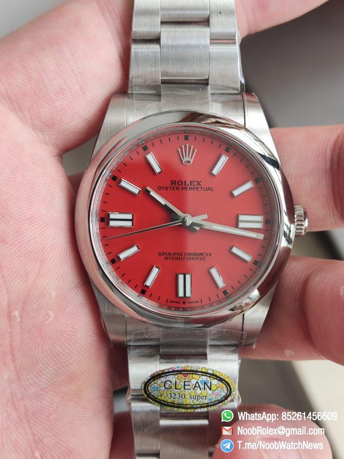 Clean Factory Watches Rolex Oyster Perpetual CF OP 124300 41mm 904L Stainless Steel Red Dial VR3230 01