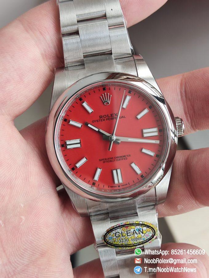 Clean Factory Watches Rolex Oyster Perpetual CF OP 124300 41mm 904L Stainless Steel Red Dial VR3230 02