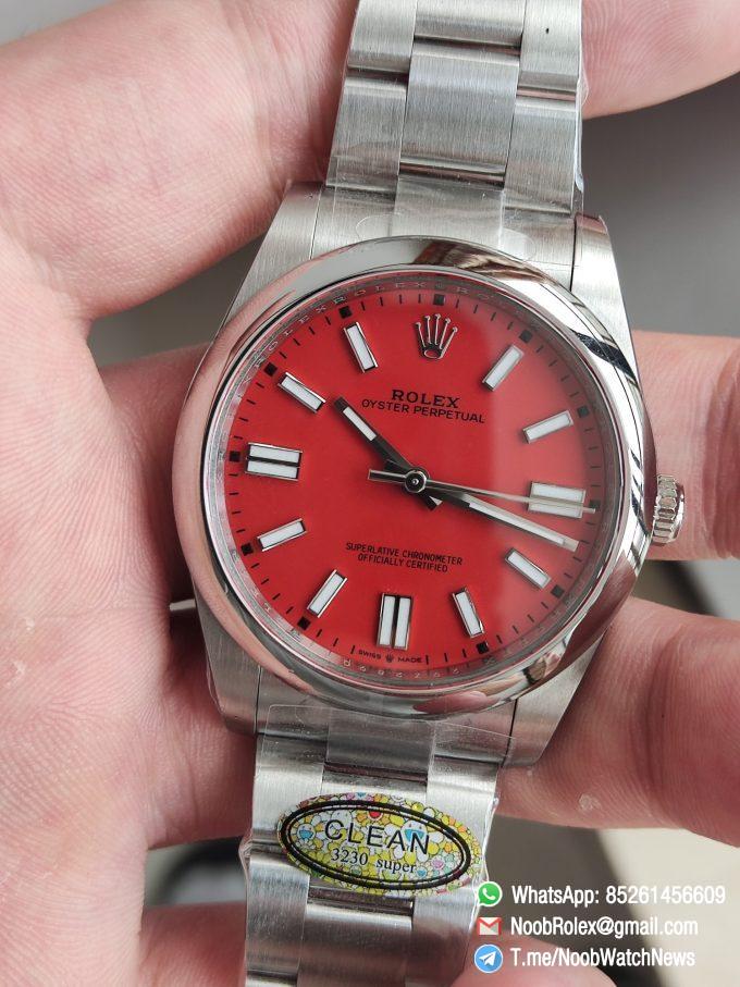 Clean Factory Watches Rolex Oyster Perpetual CF OP 124300 41mm 904L Stainless Steel Red Dial VR3230 03