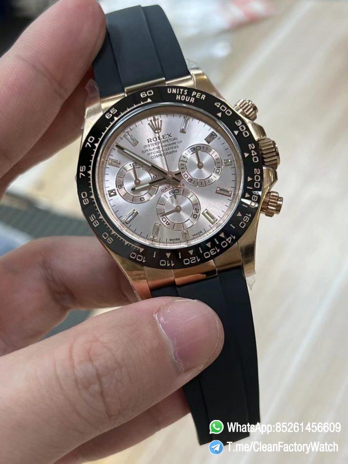 Clean Factory Daytona 116515 Role Gold Case Black Ceramic Bezel Sundust Set with Diamonds Dial Oystelflex Strap DD4130 Movement 02