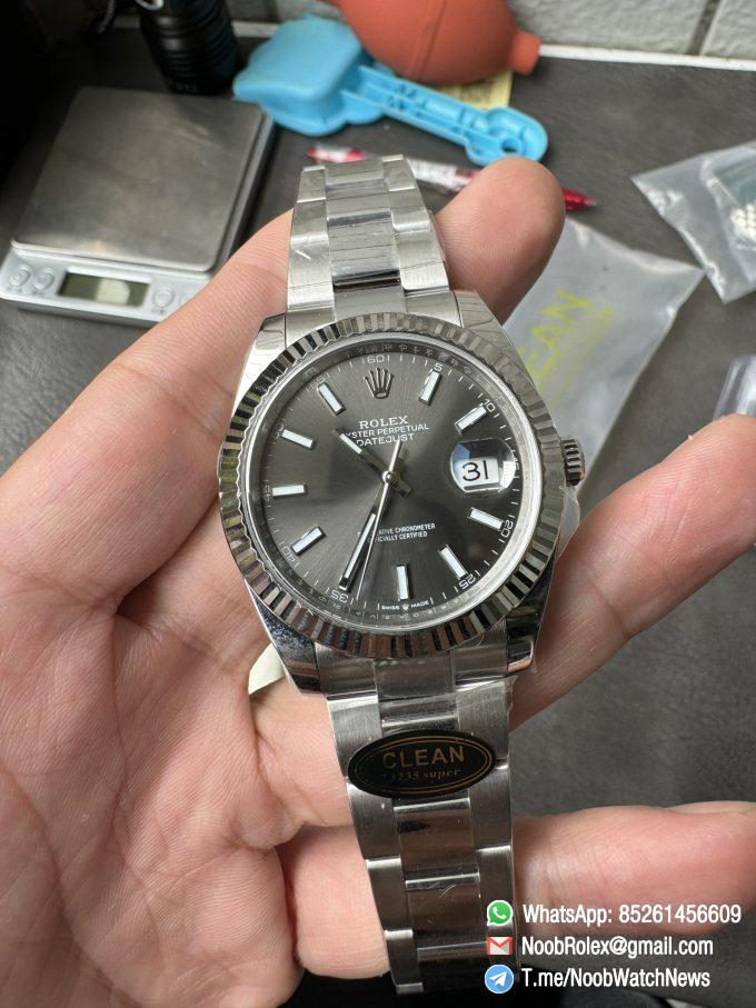 Clean Factory Rolex DateJust 41 126334 0013 Grey Dial on Oyster Bracelet Superclone 3235 Movement 01