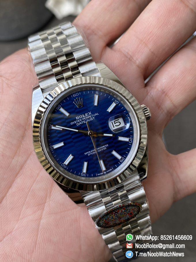 Clean Factory Rolex DateJust 41 126334 Bright Blue Fluted Motif Dial on Jubilee Bracelet Superclone 3235 Movement 03