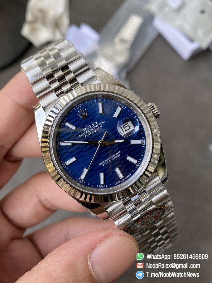 Clean Factory Rolex DateJust 41 126334 Bright Blue Fluted Motif Dial on Jubilee Bracelet Superclone 3235 Movement 04