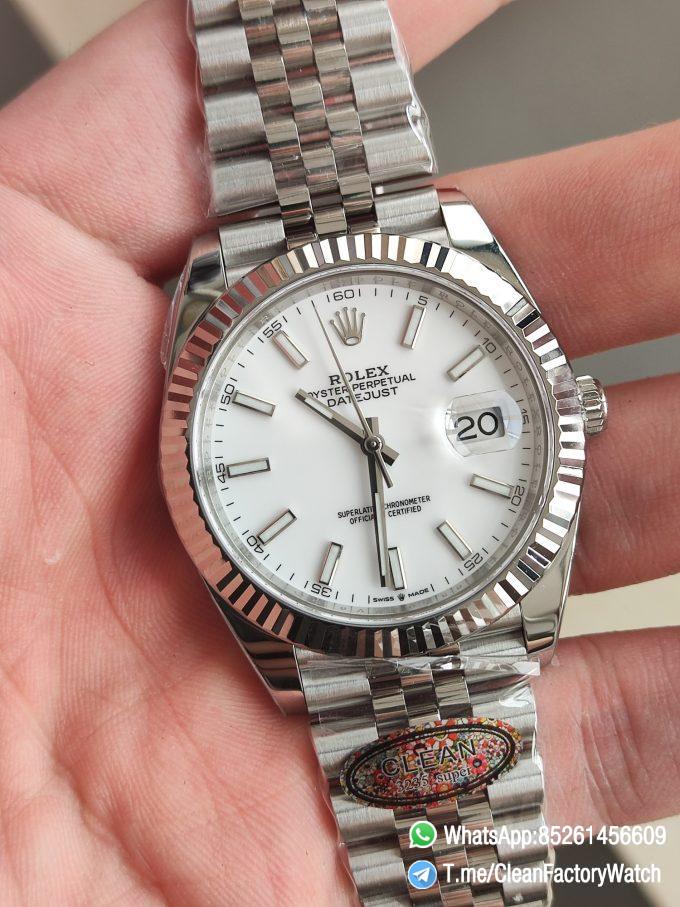 Clean Factory Rolex Datejust 41mm 126334 0010 White Dial 904L Steel Case Jubilee Bracelet DD3235 Movement 02