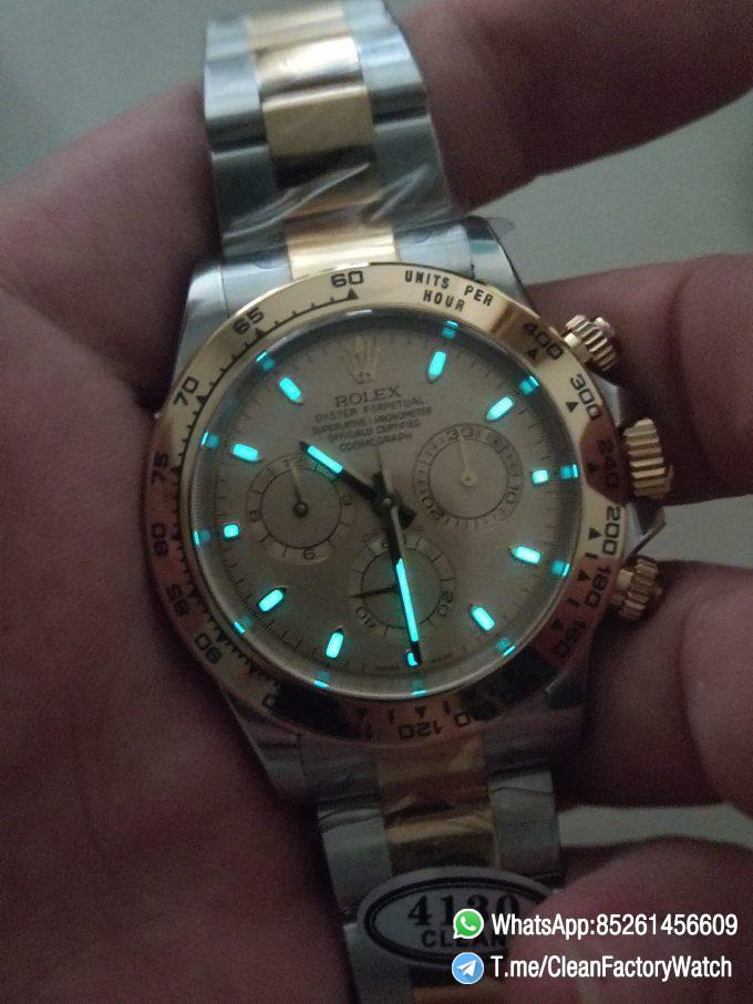 Clean Factory Watch Rolex Daytona 116503 Yellow Gold Steel Two Tone Braclet Champagne Dial Stick Markers 04