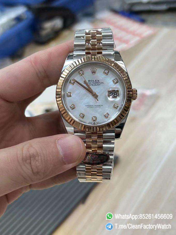 Clean Factory Datejust 126331 MOP Dial with Diamonds Markers Rose Gold Middle Link Jubilee Bracelet 3235 Movement