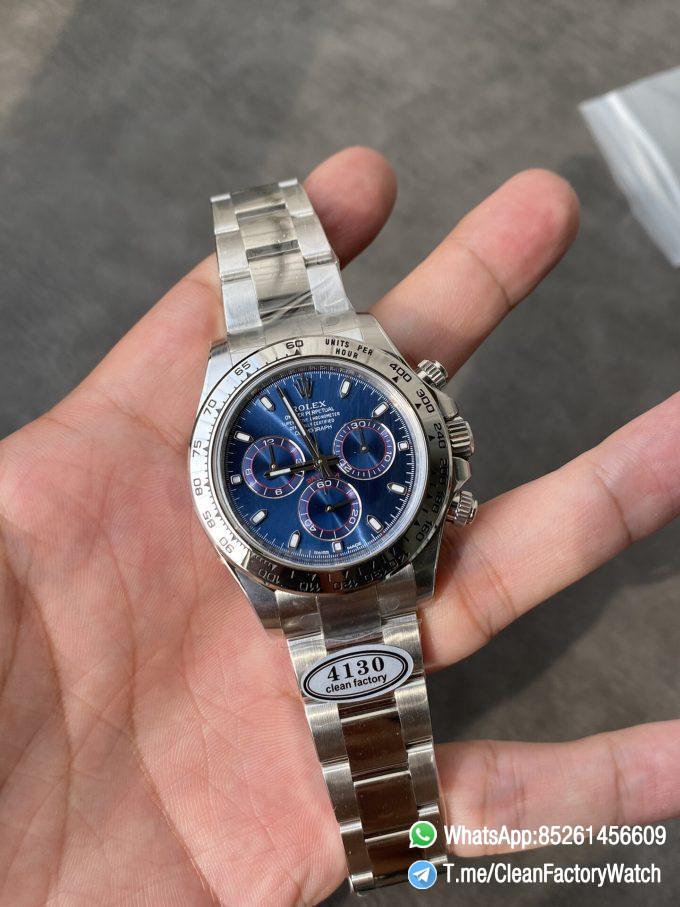 Clean Factory Daytona 116509 Blue Dial 904L Steel Case Oyster Bracelet SuperClone DanDong 4130 Movement 01