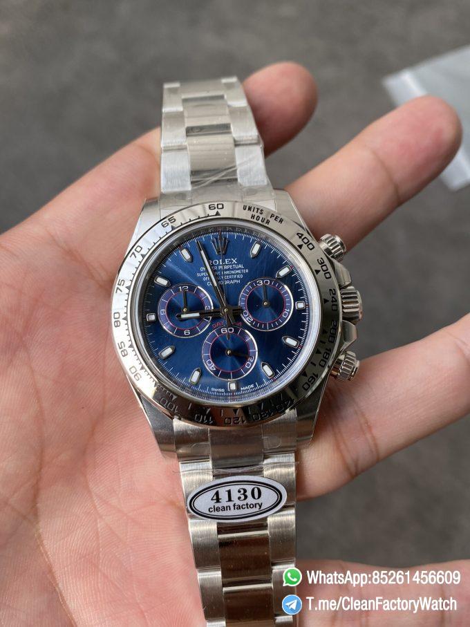 Clean Factory Daytona 116509 Blue Dial 904L Steel Case Oyster Bracelet SuperClone DanDong 4130 Movement 02