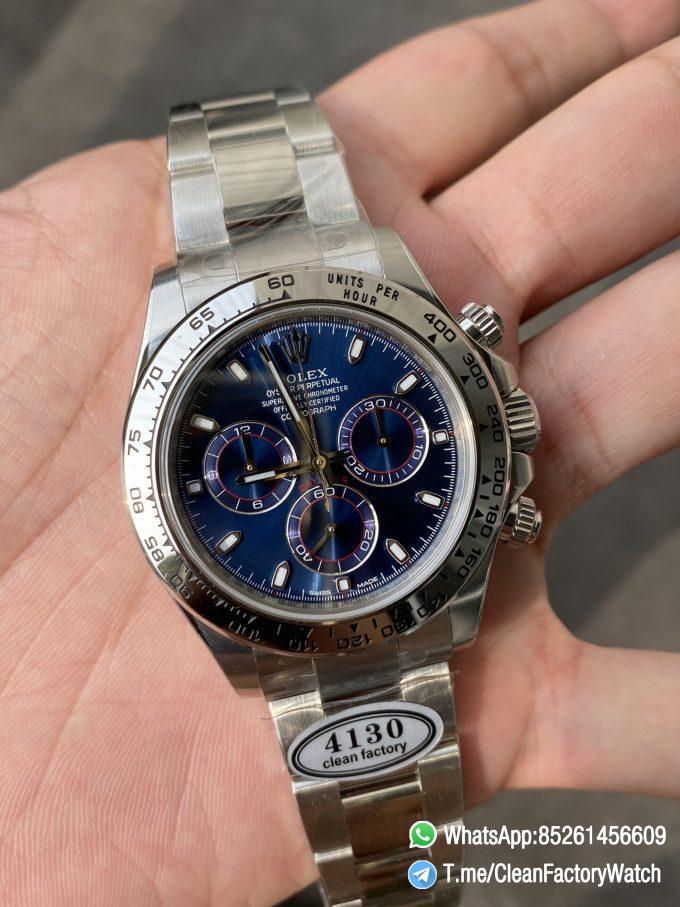 Clean Factory Daytona 116509 Blue Dial 904L Steel Case Oyster Bracelet SuperClone DanDong 4130 Movement 03