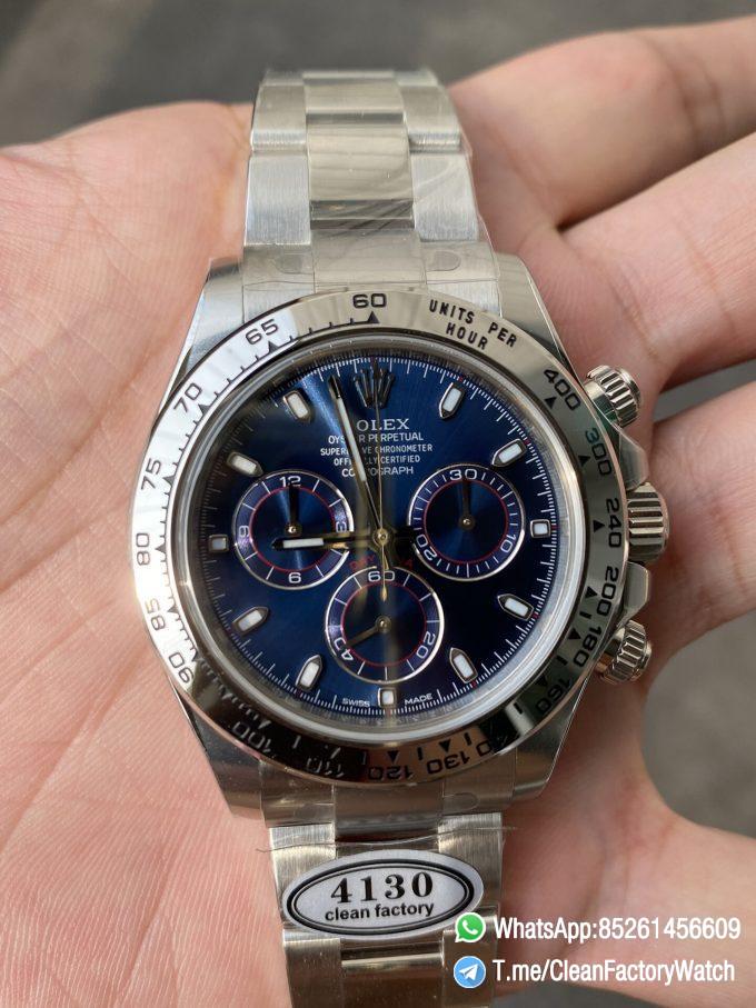 Clean Factory Daytona 116509 Blue Dial 904L Steel Case Oyster Bracelet SuperClone DanDong 4130 Movement 04