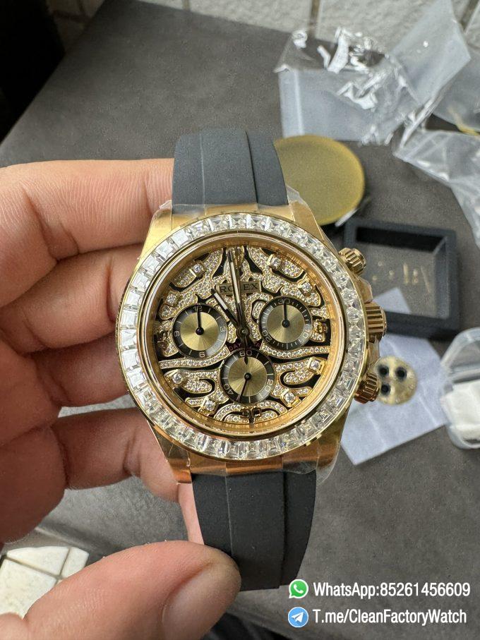 Clean Factory Rolex Daytona Eye Of The Tiger 116588TBR Wrapped 18K Yellow Gold Diamonds Dial Bezel DD4130 Movement 02