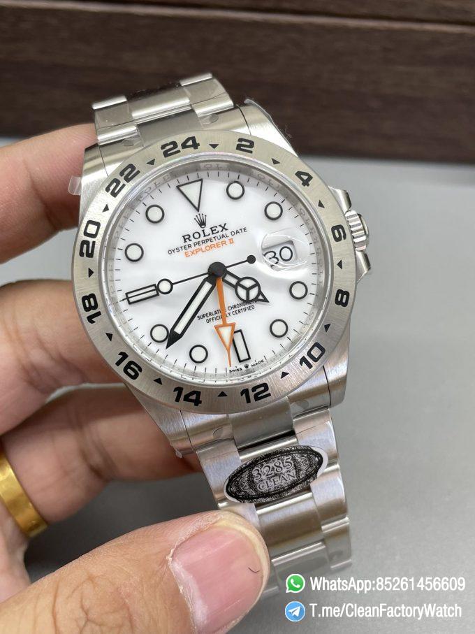 Clean Factory Watch Explorer II 226570 White Dial 904L Steel GMT Orange Arrow shaped Hand DanDong 3285 Movement 02