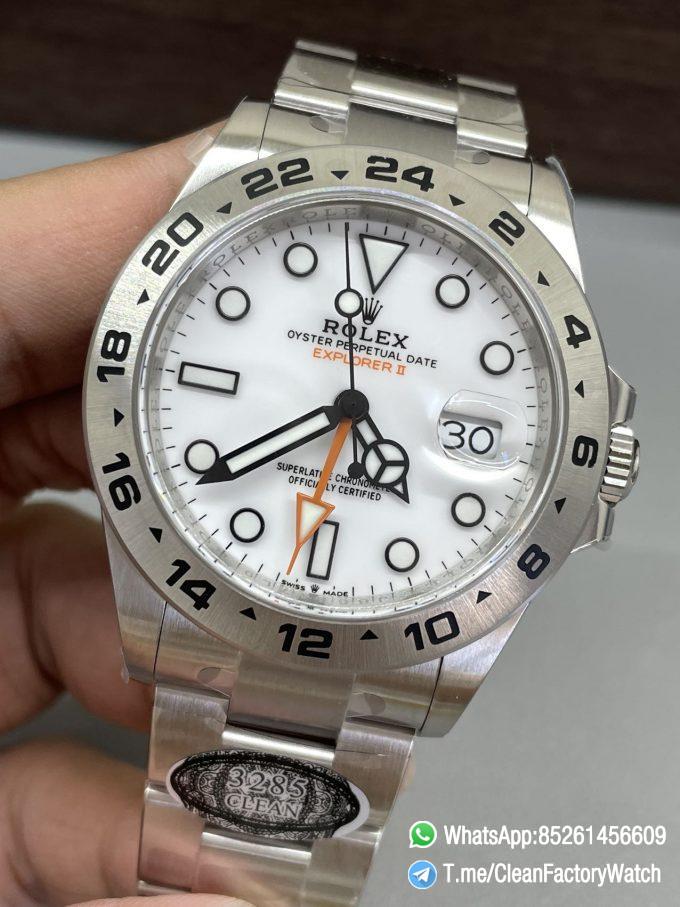 Clean Factory Watch Explorer II 226570 White Dial 904L Steel GMT Orange Arrow shaped Hand DanDong 3285 Movement 03