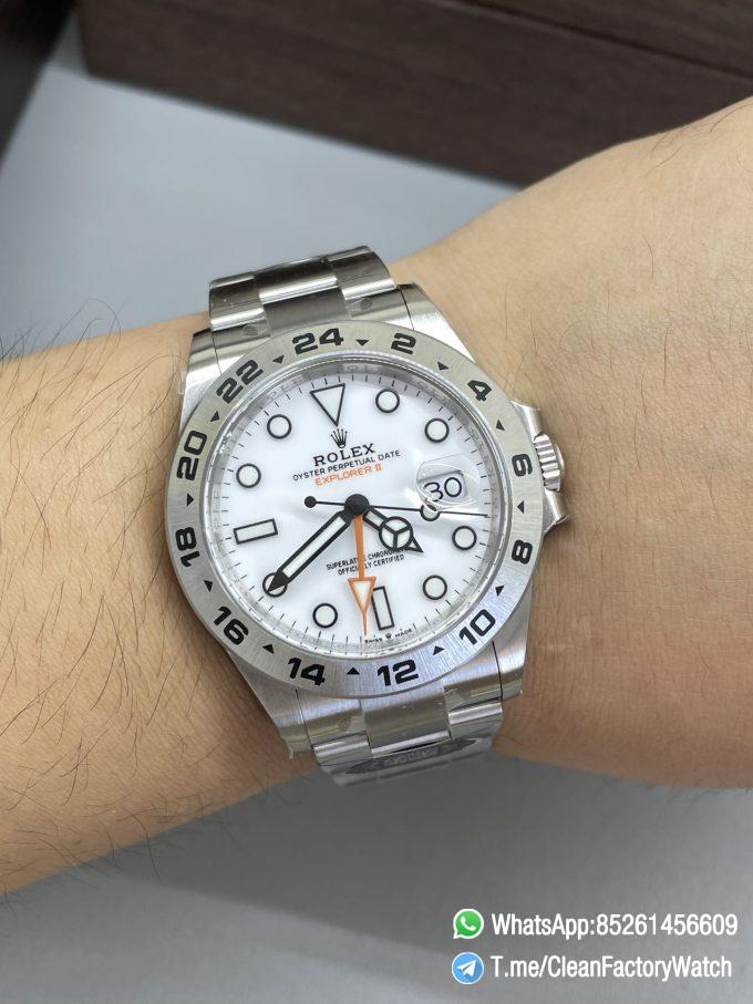 Clean Factory Watch Explorer II 226570 White Dial 904L Steel GMT Orange Arrow shaped Hand DanDong 3285 Movement 10