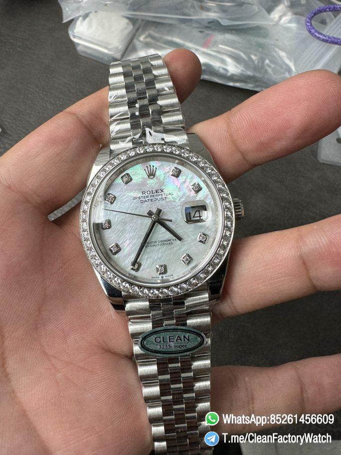 Clean Factory Rolex Datejust 126334 41mm MOP Dial Diamonds Bezel 904L Steel Jubilee Bracelet SH3235 Movement 01