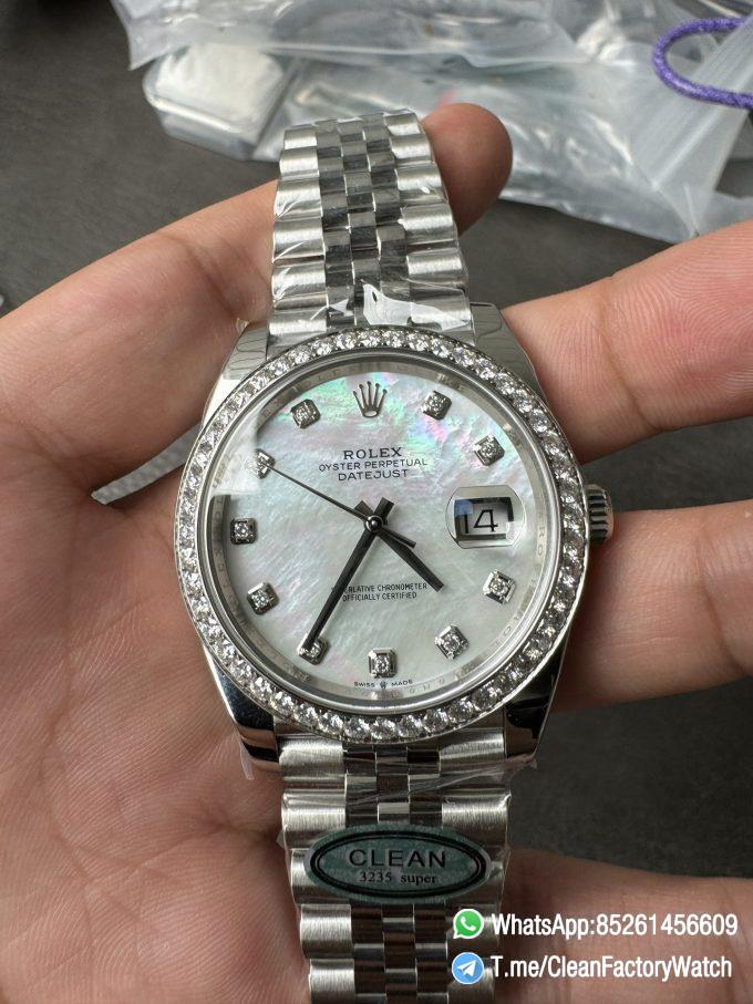 Clean Factory Rolex Datejust 126334 41mm MOP Dial Diamonds Bezel 904L Steel Jubilee Bracelet SH3235 Movement 02