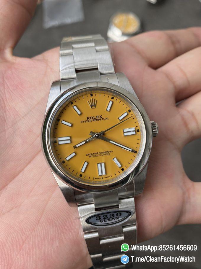 Clean Factory Rolex Oyster Perpetual 126000 36mm Yellow Dial 904L Steel VR3230 Movement 04