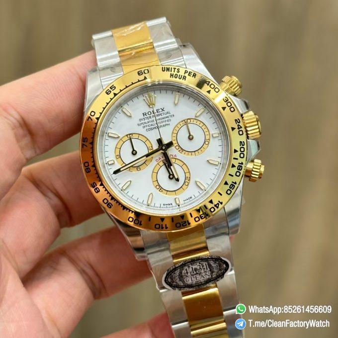 Clean Factory Daytona 126503 Two Tone Yellow Gold Steel Bracelet White Dial with Gold Eye Sub Dial SH4131 Movement 02