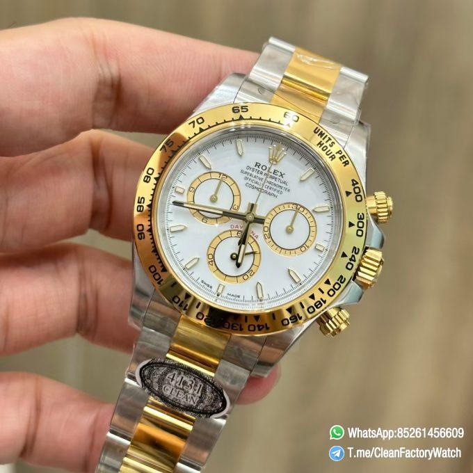 Clean Factory Daytona 126503 Two Tone Yellow Gold Steel Bracelet White Dial with Gold Eye Sub Dial SH4131 Movement 03