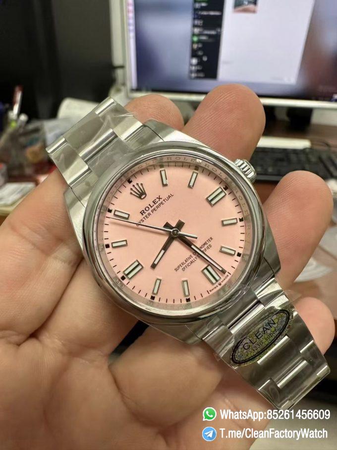 Clean Factory Watches Oyster Perpetual 124300 CF OP 41mm 904L Steel Pink Dial VR3230 Movement 02