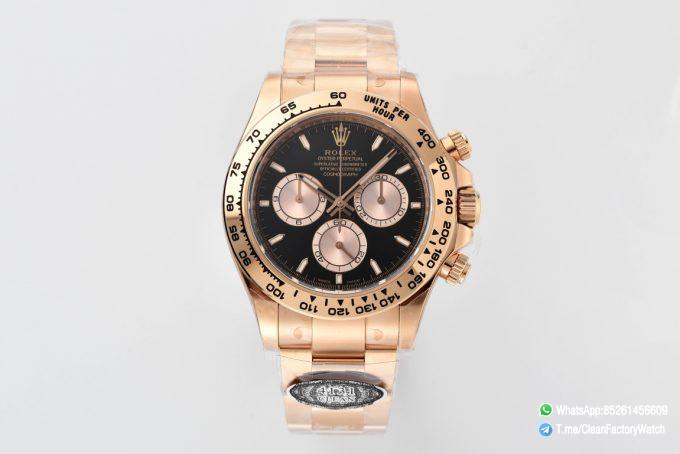 Clean Factory Rolex Daytona 126505 Rose Gold Case Bracelet Black Dial with Rose Gold Sub Dial SH4131 Movement 01