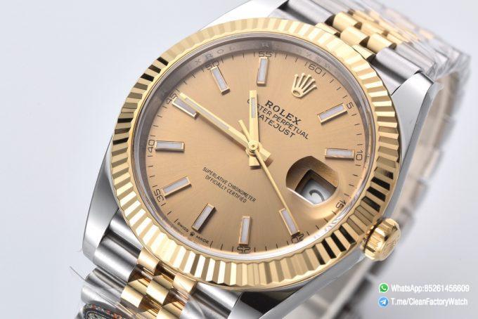 Clean Factory Datejust 126333 41mm 904L Steel Case Yellow Gold Dial with Stick Markers Yellow Gold Bezel 3235 Movement Two Tone Jubilee Bracelet 02