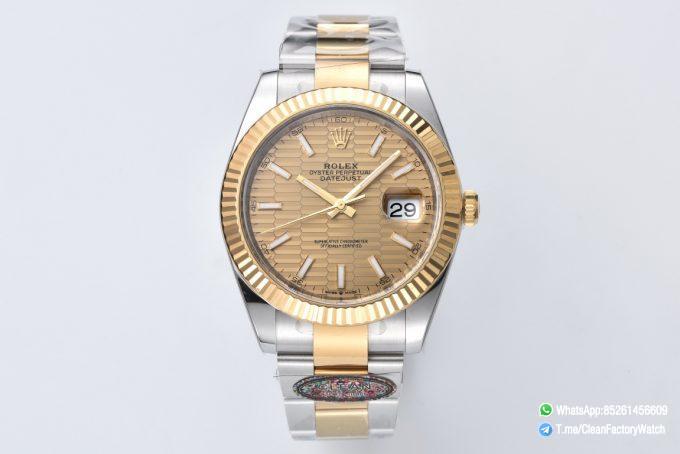 Clean Factory Datejust 126333 41mm Yellow Gold Fluted Textured Dial Yellow Gold Bezel 3235 Movement Two Tone Oyster Bracelet 01