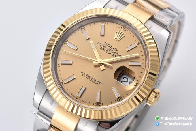 Clean Factory Datejust 41mm 126333 904L Steel Case Yellow Gold Dial with Stick Markers Yellow Gold Bezel 3235 Movement Two Tone Oyster Bracelet 02