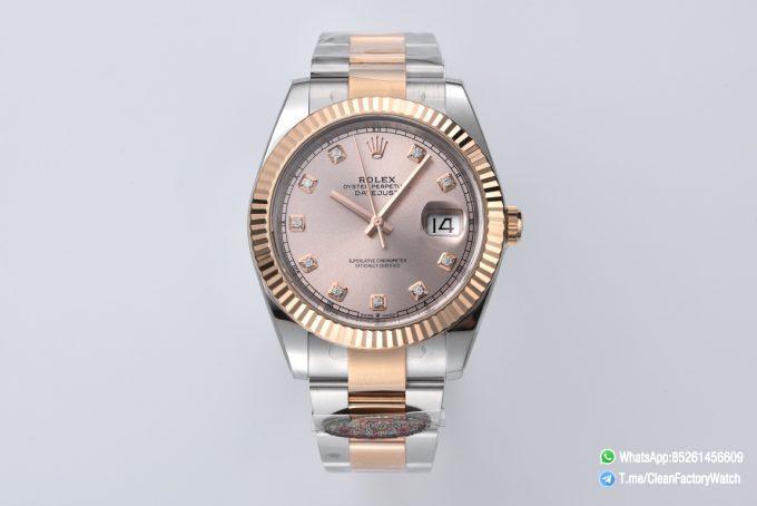 Clean Datejust 126331 41mm Rose Gold Sundust Dial with Diamond Markers Rose Gold Bezel 3235 Movement Two Tone Oyster Bracelet 01