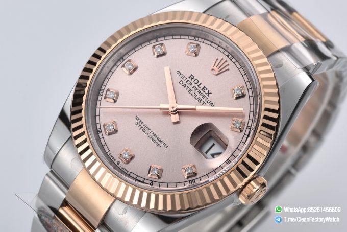 Clean Datejust 126331 41mm Rose Gold Sundust Dial with Diamond Markers Rose Gold Bezel 3235 Movement Two Tone Oyster Bracelet 02