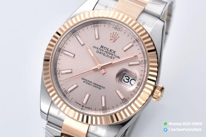 Clean Datejust 126331 41mm Rose Gold Sundust Dial with Stick Markers Rose Gold Bezel 904L Steel Case 3235 Movement Two Tone Oyster Bracelet 02