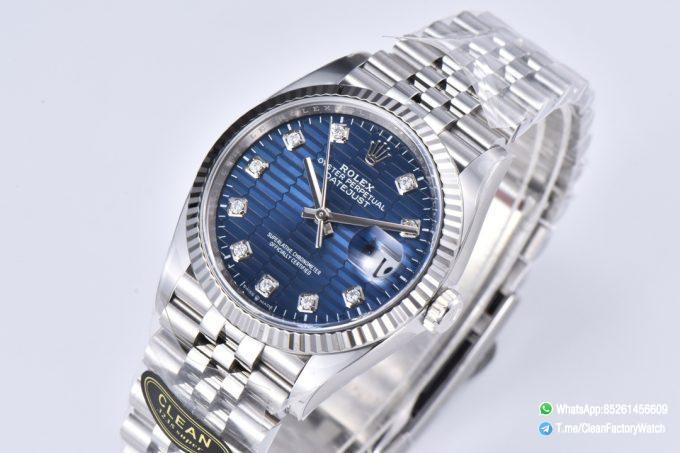 Clean Factory Datejust 126234 36mm Blue Motif Dial with Diamonds Markers 3235 Movement Jubilee Bracelet 02