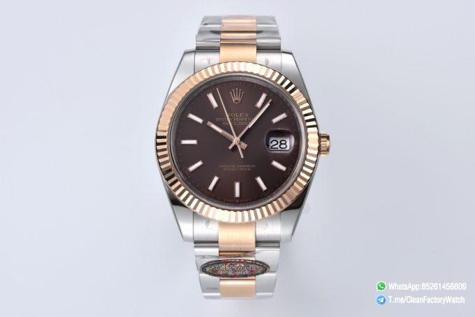 Clean Factory Datejust 126331 41mm 904L Steel Case Chocolate Dial with Stick Markers Rose Gold Bezel 3235 Movement Two Tone Oyster Bracelet 01