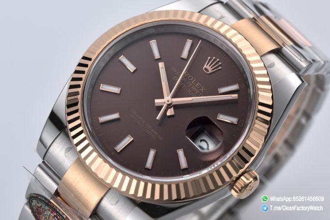 Clean Factory Datejust 126331 41mm 904L Steel Case Chocolate Dial with Stick Markers Rose Gold Bezel 3235 Movement Two Tone Oyster Bracelet 02