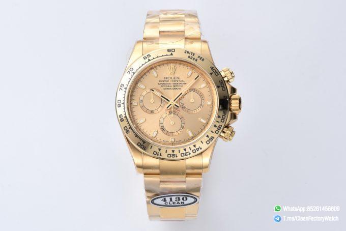 Clean Factory Rolex Daytona 116508 Full Yellow Gold Case Dial Yellow Gold Bezel Bracelet DanDong 4130 Movement 01