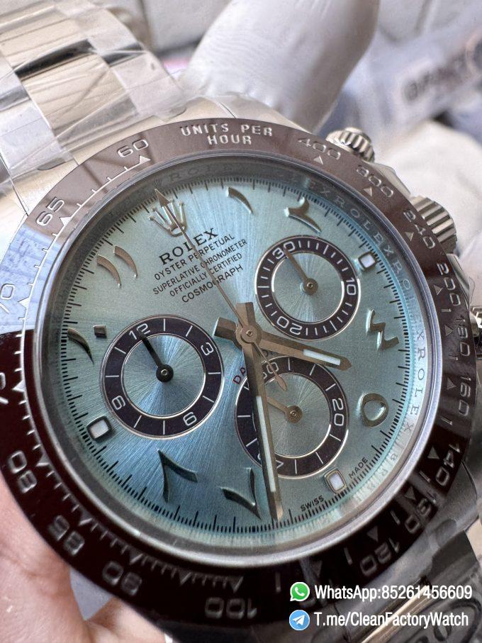 Clean Factory Watch Daytona 116506 Ice Blue Dial Arabic Hour Markers 904L Steel Case Bracelet DD4130 Movement 05